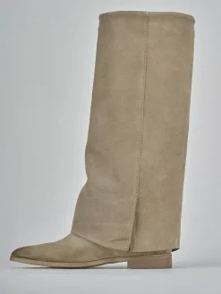 Discount Stivali tacco 1cm camoscio Donna Stivali Tacco Basso