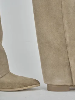 Discount Stivali tacco 1cm camoscio Donna Stivali Tacco Basso