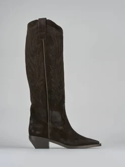 Outlet Stivali tacco 7cm camoscio testa Donna Stivali Tacco Alto