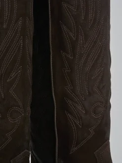 Outlet Stivali tacco 7cm camoscio testa Donna Stivali Tacco Alto