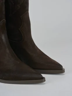 Outlet Stivali tacco 7cm camoscio testa Donna Stivali Tacco Alto