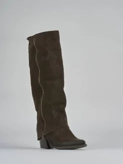 Outlet Stivali tacco 7cm camoscio testa Donna Stivali Tacco Alto