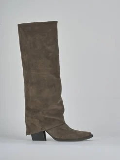 Hot Stivali tacco 3cm camoscio Donna Stivali Tacco Basso