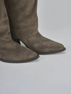 Hot Stivali tacco 3cm camoscio Donna Stivali Tacco Basso