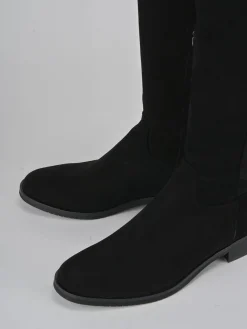 New Stivali tacco 2cm camoscio Donna Stivali Tacco Basso