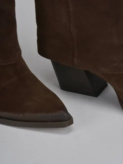 Clearance Stivali tacco 8cm camoscio testa Donna Stivali Tacco Alto