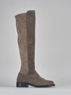 Discount Stivali tacco 2cm camoscio Donna Stivali Tacco Basso