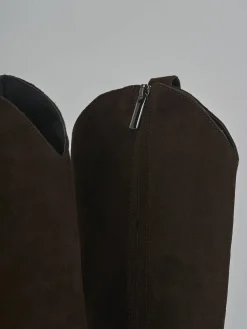 Outlet Stivali tacco 8cm camoscio testa Donna Stivali Tacco Alto