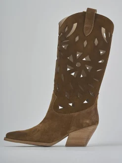 Outlet Stivali tacco 6cm camoscio Donna Stivali Tacco Alto