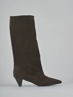 Outlet Stivali tacco 4cm camoscio testa Donna Stivali Tacco Basso