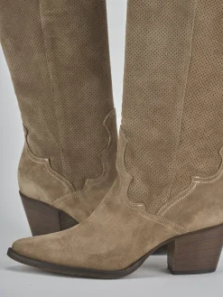 Outlet Stivali tacco 6cm camoscio Donna Stivali Tacco Alto