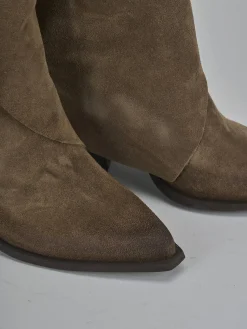 Outlet Stivali tacco 8cm camoscio Donna Stivali Tacco Alto