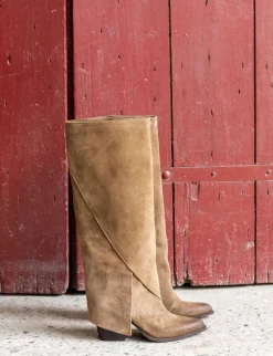 Outlet Stivali tacco 8cm camoscio Donna Stivali Tacco Alto