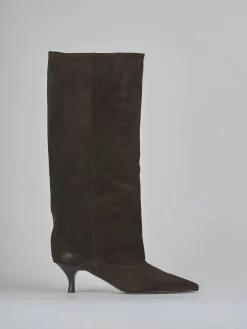 Discount Stivali tacco 5cm camoscio testa Donna Stivali Tacco Alto