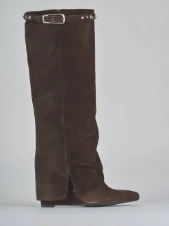 Online Stivali tacco 10cm camoscio testa Donna Stivali Tacco Alto