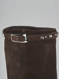 Online Stivali tacco 10cm camoscio testa Donna Stivali Tacco Alto