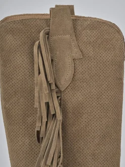 New Stivali tacco 2cm camoscio Donna Stivali Tacco Basso