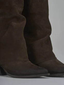 Hot Stivali tacco 6cm camoscio testa Donna Stivali Tacco Alto