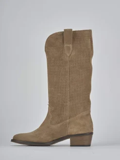 Stivali tacco 4cm camoscio Donna Stivali Tacco Basso