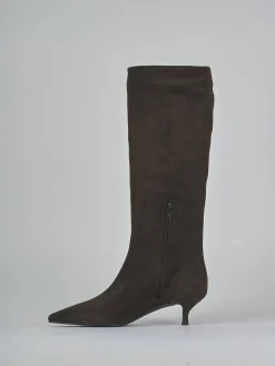 Sale Stivali tacco 4cm camoscio testa Donna Stivali Tacco Basso