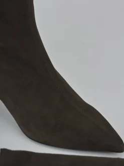 Sale Stivali tacco 4cm camoscio testa Donna Stivali Tacco Basso