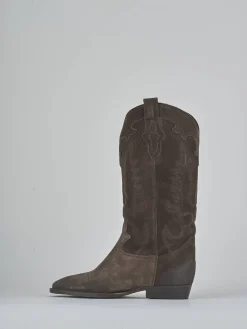 Outlet Stivali tacco 2cm camoscio testa Donna Stivali Tacco Basso