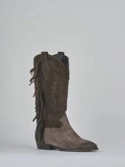 Outlet Stivali tacco 2cm camoscio testa Donna Stivali Tacco Basso