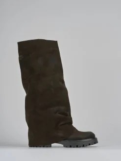 Discount Stivali tacco 2cm camoscio testa Donna Stivali Tacco Basso