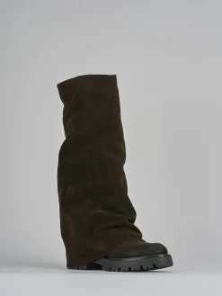 Discount Stivali tacco 2cm camoscio testa Donna Stivali Tacco Basso