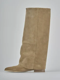 Outlet Stivali tacco 2cm camoscio Donna Stivali Tacco Basso