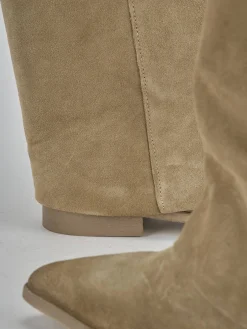 Outlet Stivali tacco 2cm camoscio Donna Stivali Tacco Basso