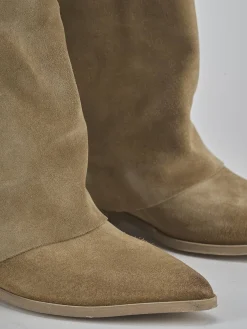 Outlet Stivali tacco 2cm camoscio Donna Stivali Tacco Basso