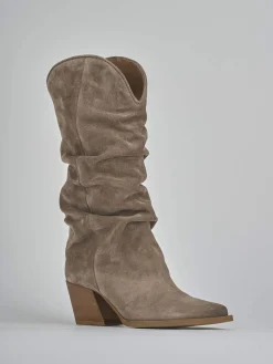 Outlet Stivali tacco 6cm camoscio Donna Stivali Tacco Alto