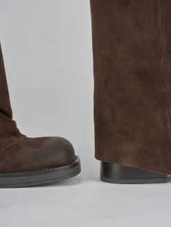 Hot Stivali tacco 3cm camoscio testa Donna Stivali Tacco Basso