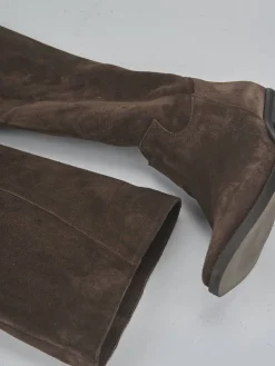 Sale Stivali tacco 4cm camoscio testa Donna Stivali Tacco Basso