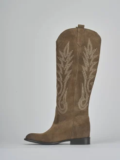 Online Stivali tacco 2cm camoscio Donna Stivali Tacco Basso