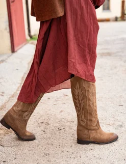 Online Stivali tacco 2cm camoscio Donna Stivali Tacco Basso