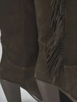 Stivali tacco 6cm camoscio testa Donna Stivali Tacco Alto