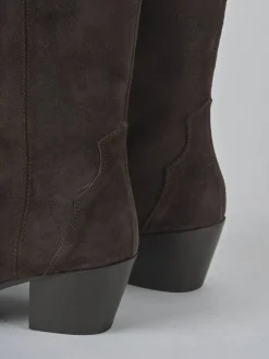 New Stivali tacco 5cm camoscio testa Donna Stivali Tacco Alto