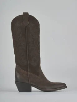 Outlet Stivali tacco 4cm camoscio testa Donna Stivali Tacco Basso