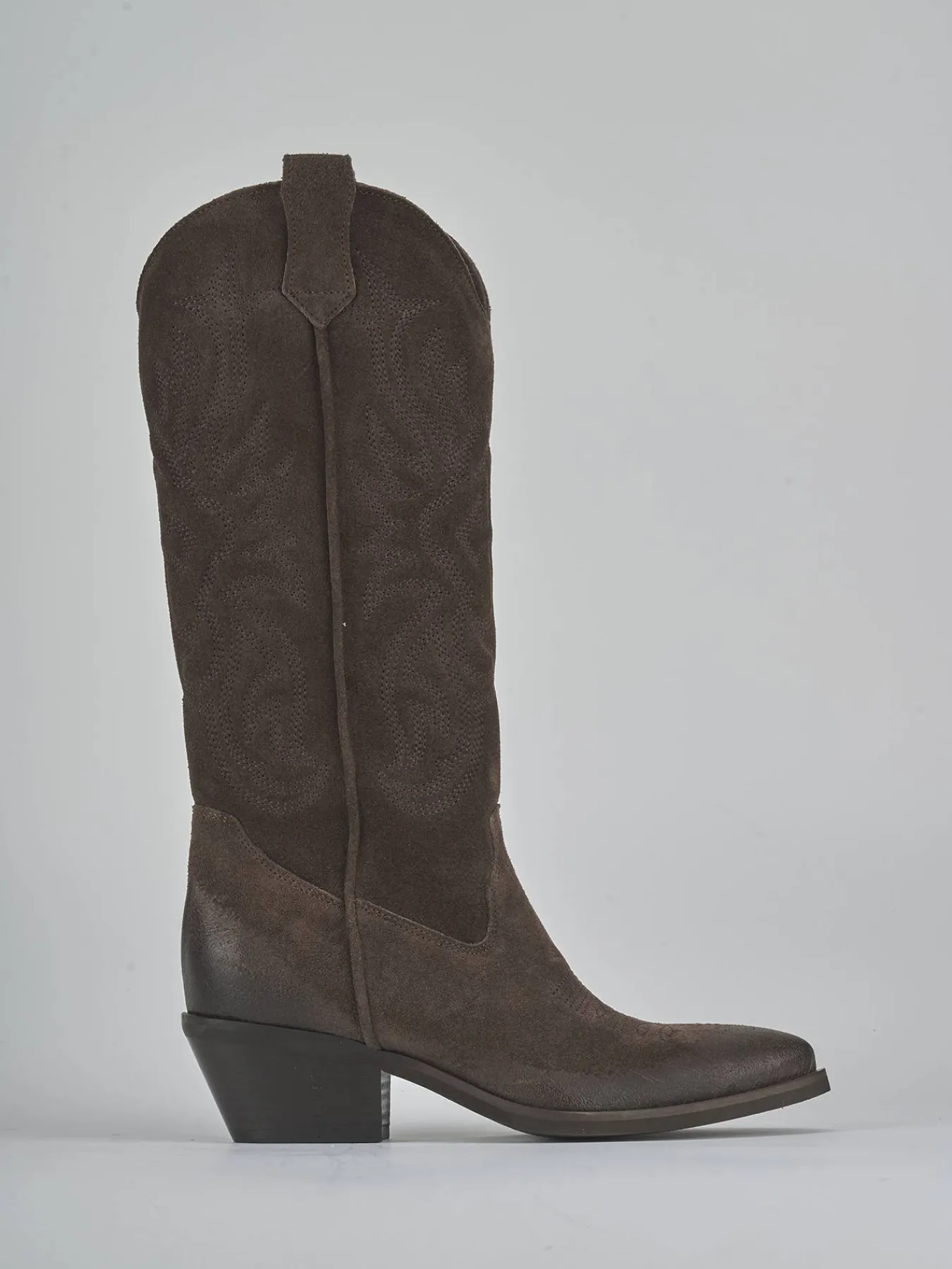 Outlet Stivali tacco 4cm camoscio testa Donna Stivali Tacco Basso