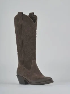 Outlet Stivali tacco 4cm camoscio testa Donna Stivali Tacco Basso