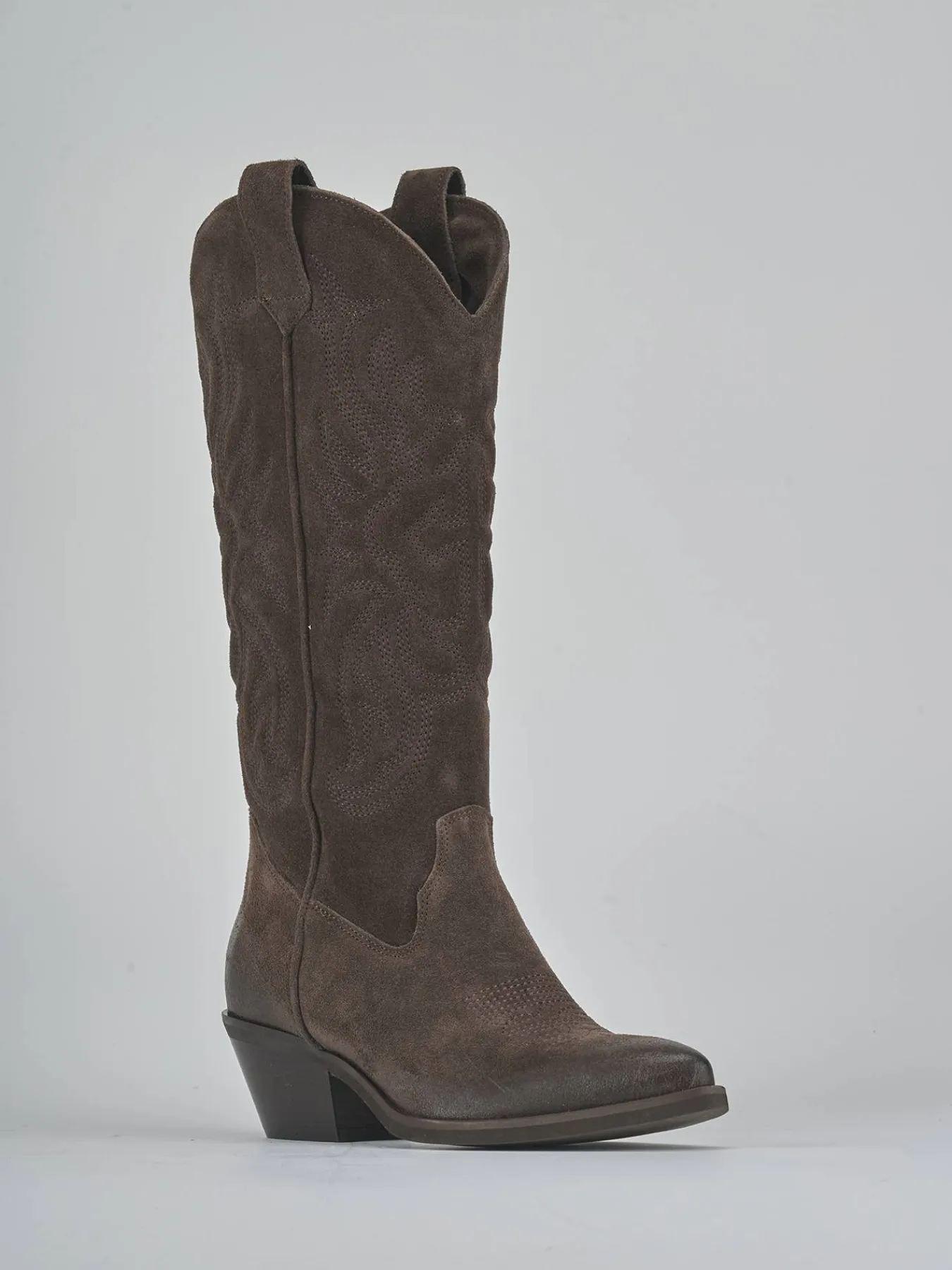 Outlet Stivali tacco 4cm camoscio testa Donna Stivali Tacco Basso