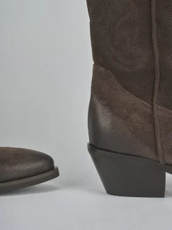 Outlet Stivali tacco 4cm camoscio testa Donna Stivali Tacco Basso