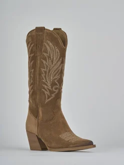 Outlet Stivali tacco 7cm camoscio Donna Stivali Tacco Alto