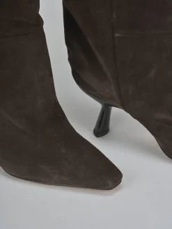 Hot Stivali tacco 7cm camoscio testa Donna Stivali Tacco Alto