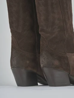 Online Stivali tacco 6cm camoscio testa Donna Stivali Tacco Alto