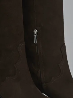 Stivali tacco 6cm camoscio testa Donna Stivali Tacco Alto