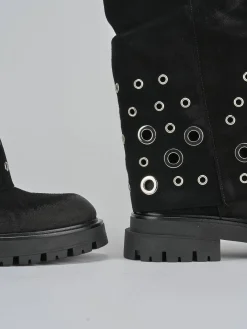 Hot Stivali tacco 1cm camoscio Donna Stivali Tacco Basso