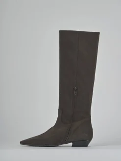 Sale Stivali tacco 3cm camoscio testa Donna Stivali Tacco Basso